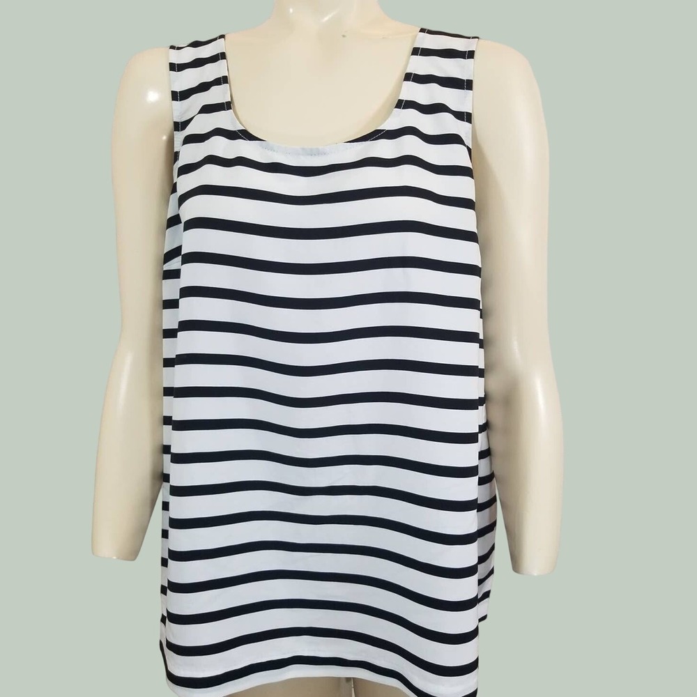 Tommy Hilfiger Tank Top Nautical Preppy Coastal Shell Sleeveless Navy White Blue